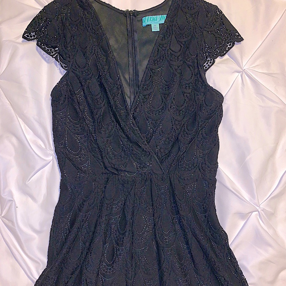 Little black lace romper from Francesca’s